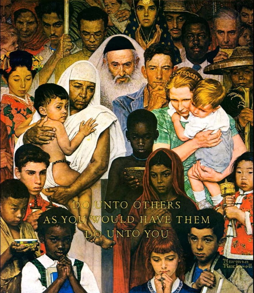 Normal Rockwell's' painting of The Golden rule